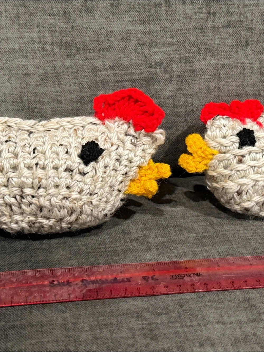 Handmade Cream Crochet Chicken Rattle for Kids set